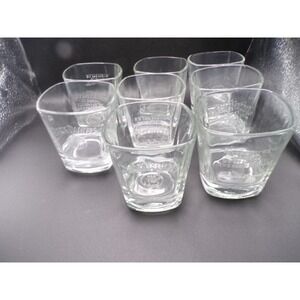 Jack Daniels Old No 7 Whiskey Shot Glasses Square Embossed Clear Set of 8